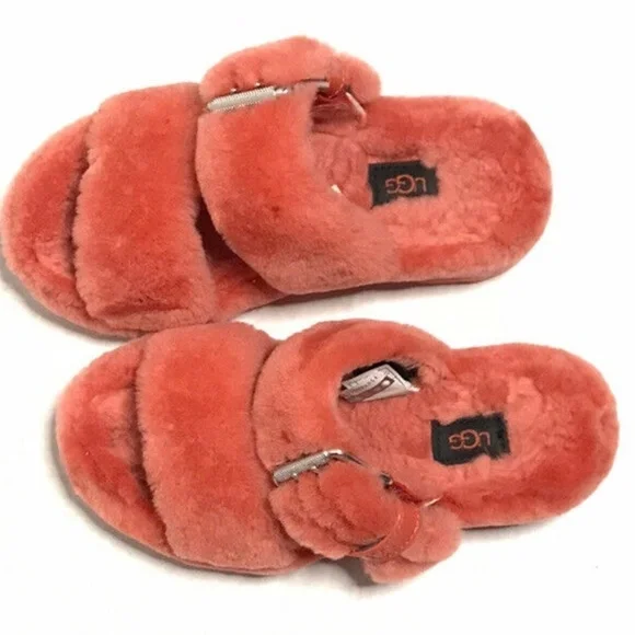 UGG | Fuzz Yeah Slippers Women's Size 6 Orange Comfort Side Buckle Flats - Picture 4 of 9